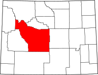 フレモント郡の位置を示したワイオミング州の地図