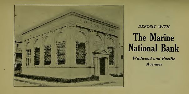 Earlier bank on the site, built 1908. From King's Guide to Wildwood (1915)