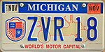 Номерной знак Мировой автомобильной столицы Мичигана 2007.jpg