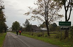 Road sign in Mikłaszewo