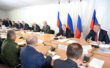 Shoigu, Putin, Nikolai Patrushev and Dmitry Rogozin at a meeting of the Military-Industrial Commission of Russia on 19 September 2015 Military-Industrial Commission of Russia (19-09-2015).jpg