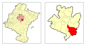 Localização do município de Noáin em Navarra e na Cuenca de Pamplona
