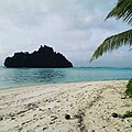 Nukufotu vu depuis la plage de Nukuloa à marée haute.