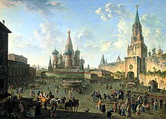 Картина Фёдора Алексеева «Красная площадь в Москве», 1801 год