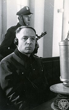Rudolf Höss během soudu ve Varšavě (1947)