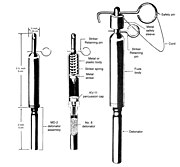 Military booby trap firing device from USSR (normally connected to a tripwire) showing spring-loaded firing pin Russian - MUV pull fuze.jpg