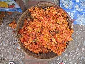 Saraca indica, fleurs vendues au marché pour être cuisinées, Laos