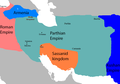 Parthian Empire (247 BC-224 AD) and Sasanian Empire (224-651 AD) in 224 AD.