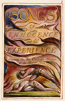 Songs of Innocence and of Experience Shewing the Two Contrary States of the Human Soul title page Songs of Innocence and of Experience, copy AA, object 1.jpg