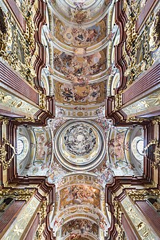 Afrescos da cúpula e do teto na Abadia de Melk, por Johann Michael Rottmayr (definição 3 617 × 5 425)