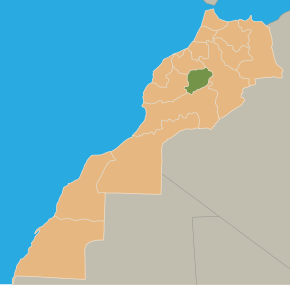 Harta regiunii Tadla-Azilal în cadrul Marocului