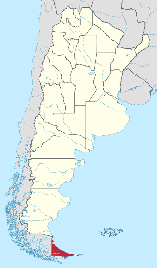 Location of Tierra del Fuego Province within Argentina