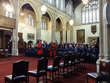 On formal occasions, as here in the Guildhall's Old Library, the Common Councilmen wear blue fur-trimmed robes. Tim Berners-Lee Freedom of the City - 02.jpg