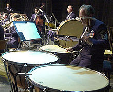 A timpanist in the United States Air Forces in Europe Band.