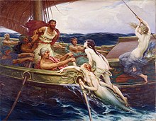 Ulises y las Sirenas, óleo de Herbert James Draper (c.1910)