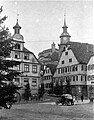 Türme des Rathauses, des Schlosses Kaltenstein und der evangelischen Stadtkirche. Foto 1927