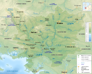 Mapa da bacia do rio Vilaine, incluindo a localização do Chère
