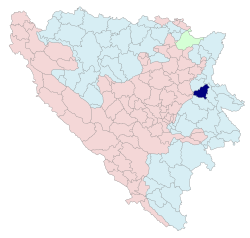 Location of Vlasenica within Bosnia and Herzegovina
