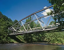 The Waterville Bridge in Swatara State Park in Pennsylvania is a lenticular truss Waterville Bridge in Swatara State Park HAER 462-14.jpg