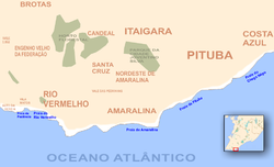 Mapa de Salvador detalhado no entorno do Rio Vermelho.