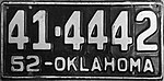 1952 г., Оклахома номерной знак.jpg