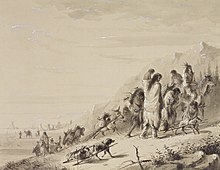 Pawnee Indians migrating, by Alfred Jacob Miller Alfred Jacob Miller - Pawnee Indians Migrating - Walters 37194066.jpg