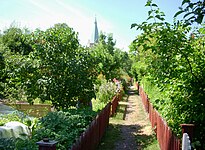 Huvudgången västerut med Sofia kyrka