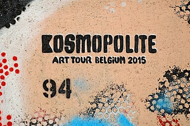 Logo du Kosmopolite Art Tour Belgium 2015 et du spray Montana 94.