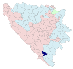 Location of Berkovići within Bosnia and Herzegovina