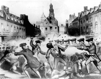 Crispus Attucks being shot during the Boston M...