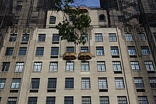 Balconies in the central grouping of upper stories Central Park West May 2022 149.jpg