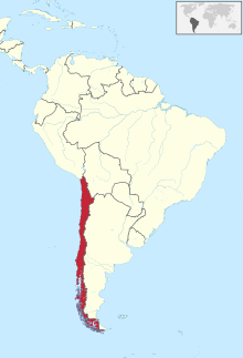 Map of Chile in the Americas Chile in South America.svg