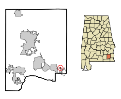 Location in Dale County and the state of Alabama