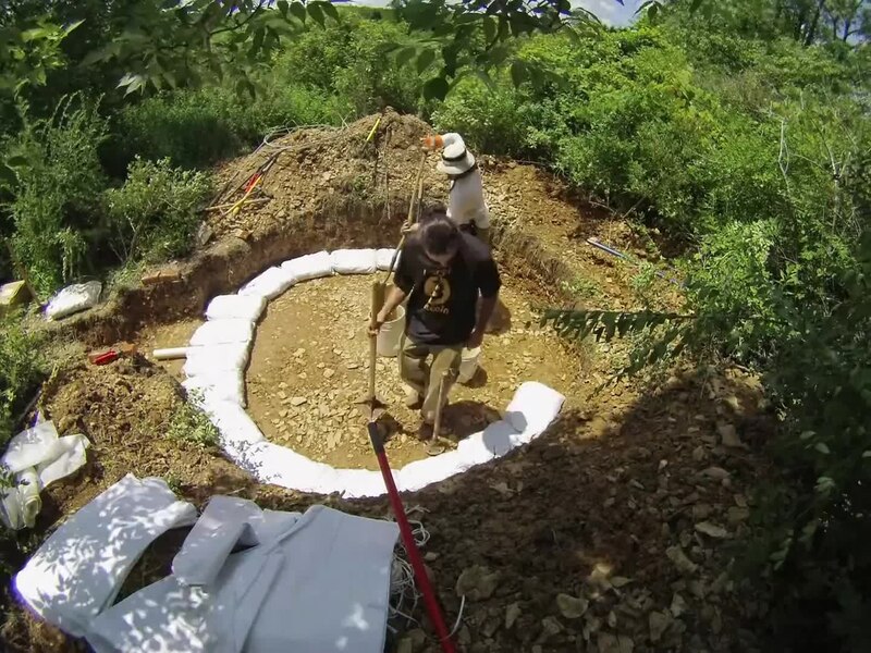 Making an earthbag building.