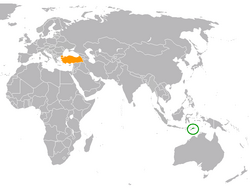 Map indicating locations of East Timor and Turkey
