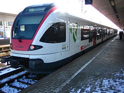 Egy Stadler FLIRT a bázeli Badischer Bahnhofon