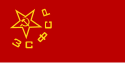 Transkaukasian FSNT:n lippu: punaisella pohjalla kultainen sirppi, vasara tähden sisällä, tätä kiertää lyhenne puolikuuna