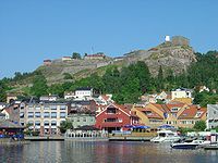 Fredriksten fortress Norway seen from Halden harbor.jpg