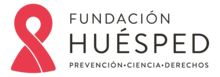 The logo of Fundación Huésped, which includes a red ribbon and the motto "prevención, ciencia, derechos"