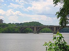 Key Bridge, which crosses the Potomac River, connects Georgetown with the Rosslyn section of Arlington, Virginia Georgetown bridge.jpg