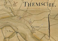 The old castle of Temse on a map from 1772