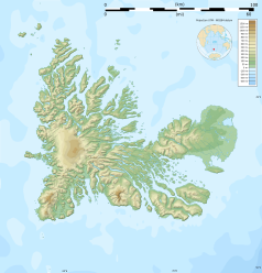 Mapa konturowa Wysp Kerguelena, po prawej znajduje się punkt z opisem „Port-aux-Français”