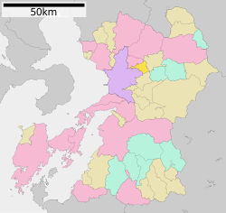 Location of Kikuyō in Kumamoto Prefecture