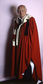 Edward Douglas-Scott-Montagu, 3rd Baron Montagu of Beaulieu wearing the parliamentary robes of a baron Lord Montagu of Beaulieu 15 Allan Waren.jpg