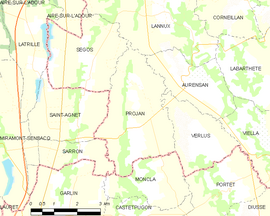 Mapa obce Projan
