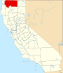 Mapa de California con la ubicación del condado de Siskiyou