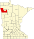 Harta statului Minnesota indicând comitatul Polk