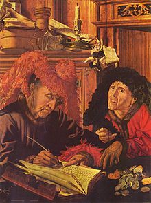 Le Changeur, peinture de Marinus van Reymerswaele (vers 1540)