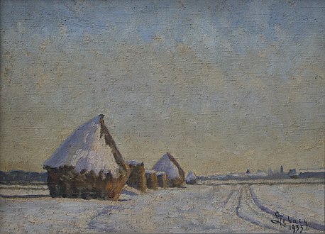 Covoni di fieno a Chamant d'inverno, 1928