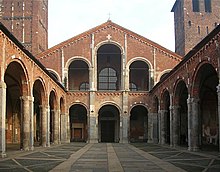The quadriporticus of the Basilica of St. Ambrose, taken as a model by Cardinal Borromeo Milanoambrogio0002.jpg